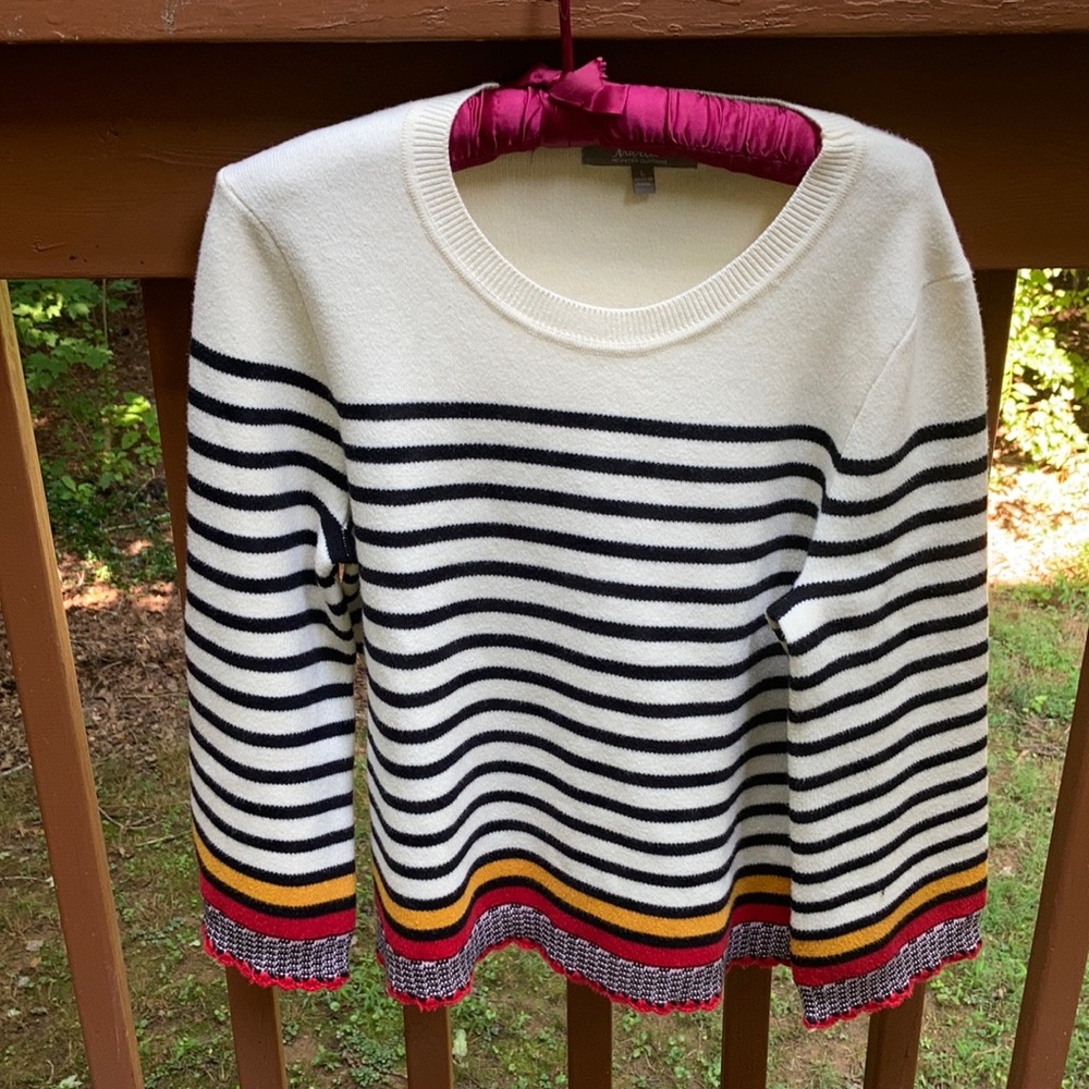 Marled black striped sweater